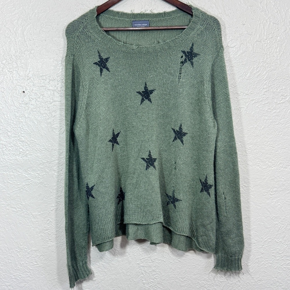 Wooden Ships Sweater S/M Mohair Wool Star Tattered Grunge Goth Luxury Artsy Boho